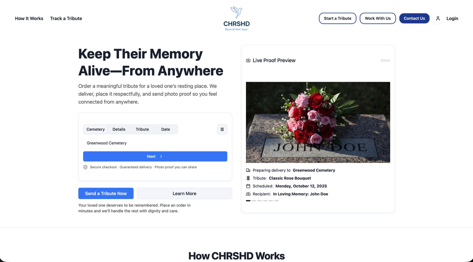 CHRSHD Tribute Sending Platform